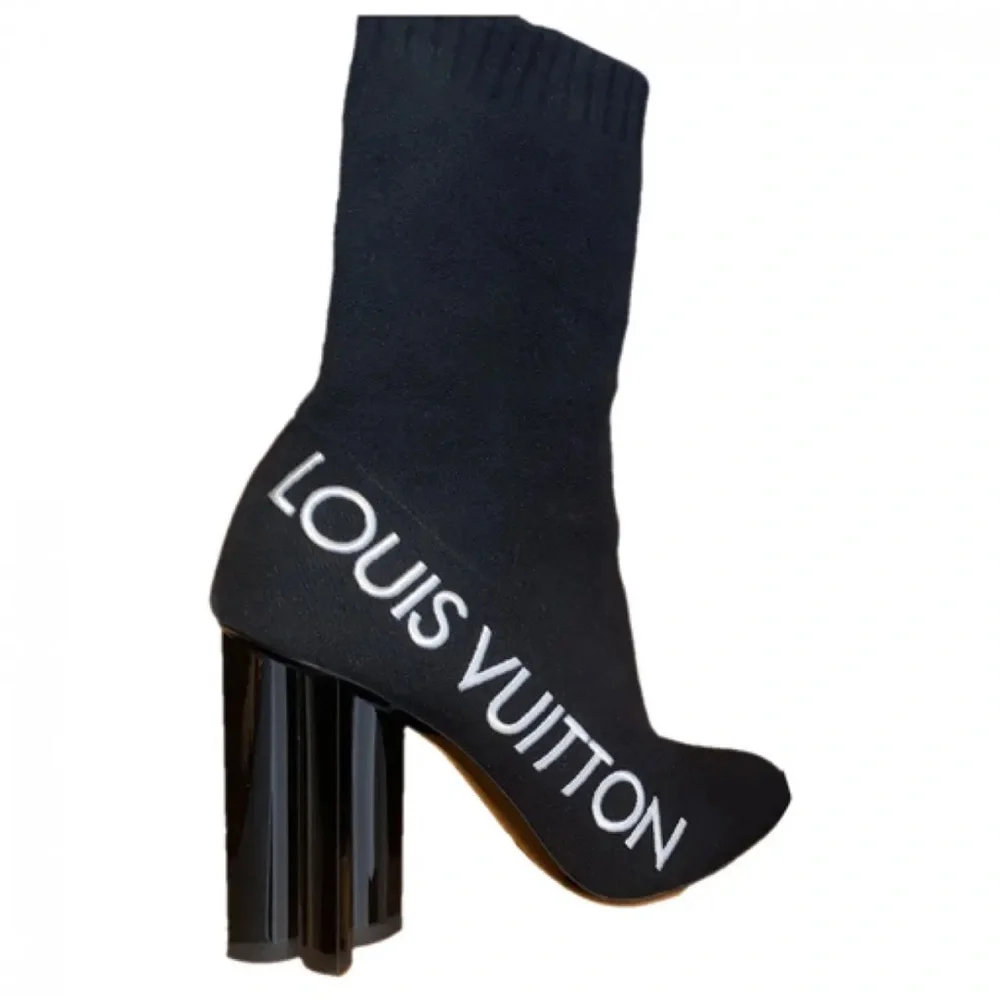 LOUIS VUITTON WOMENS SILHOUETTE ANKLE BOOT BLACK WHITE US 10 1/2 - Picture 5 of 11